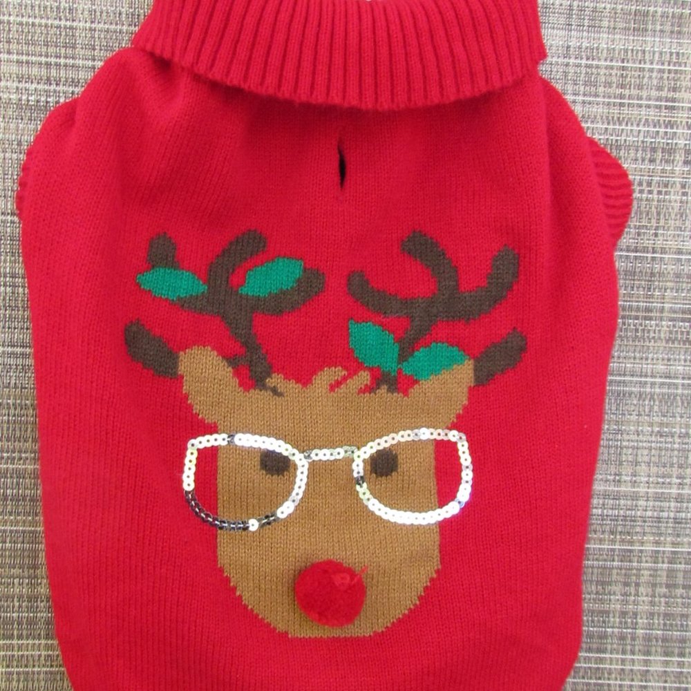 LuvGear Large Red Holiday Warm Knit Pet Turtleneck Sweater
